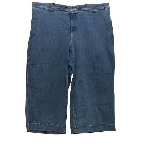 Ava & Viv Denim - Ava & Viv High Rise Wide Leg Cropped Jeans Medium Wash Plus Size 24